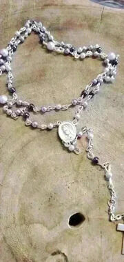 Rosary Handcrafted  With Lilac Pearl Beads